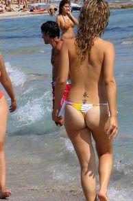 Candid Thong Bikini Girl At Beach