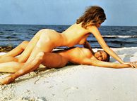 Two Classic Nude On The Beach - nude brunette lady